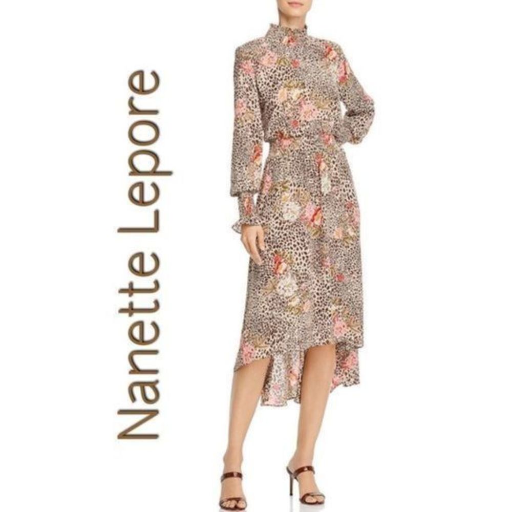 Nanette Lepore Smocked mock neck dress NWT